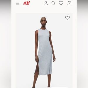 H&M Sleeveless, straight-cut, ankle-length dress jersey slit each side of hem